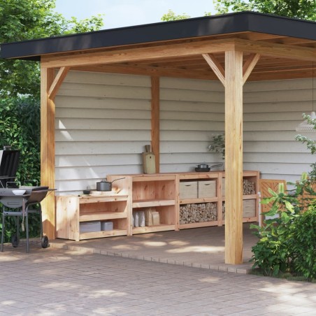vidaXL Muebles de cocina de exterior 3 piezas madera maciza de pino