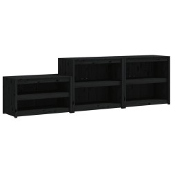 vidaXL Muebles de cocina de exterior 3 pzas madera maciza pino negro