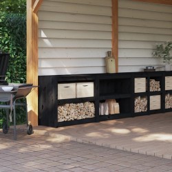 vidaXL Muebles de cocina de exterior 2 pzas madera maciza pino negro