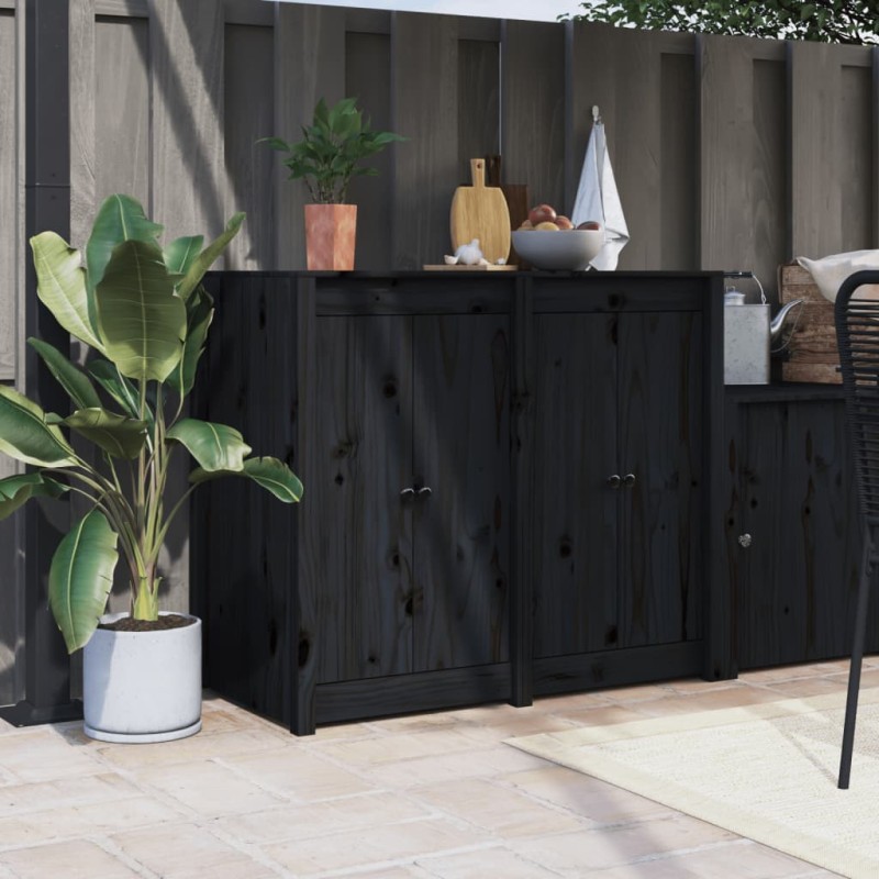 vidaXL Armario de cocina de exterior madera maciza de pino negro
