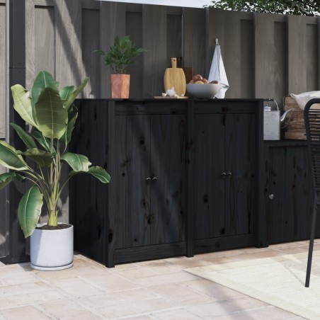vidaXL Armario de cocina de exterior madera maciza de pino negro