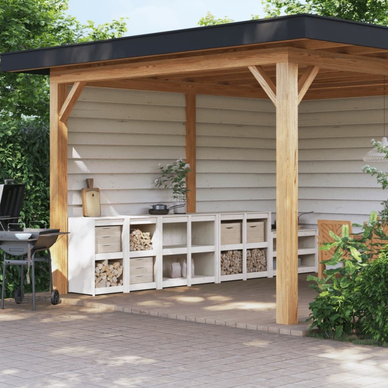 vidaXL Muebles de cocina de exterior 4 pzas madera maciza pino blanco vidaXL Muebles de cocina de exterior 4 pzas madera maciza pino blanco