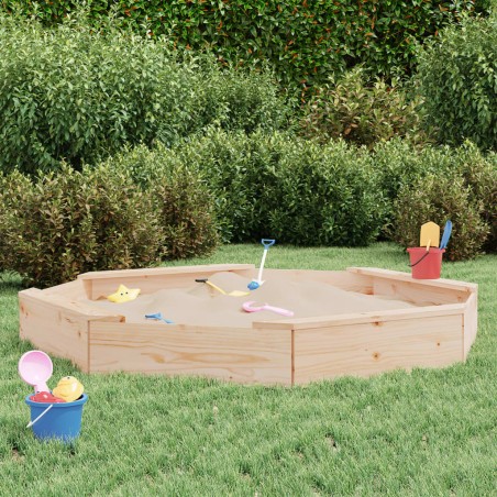 vidaXL Arenero con asientos octógono madera maciza de pino
