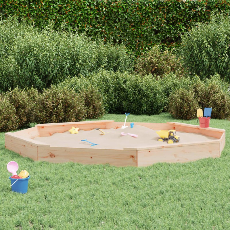 vidaXL Arenero con asientos octógono madera maciza de pino