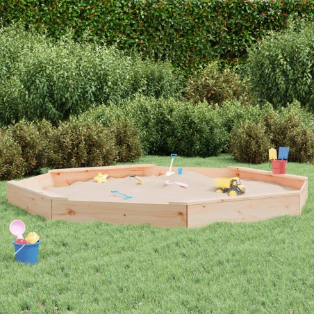 vidaXL Arenero con asientos octógono madera maciza de pino