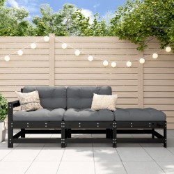 vidaXL Juego de muebles de jardín 3 pzas madera maciza de pino negro