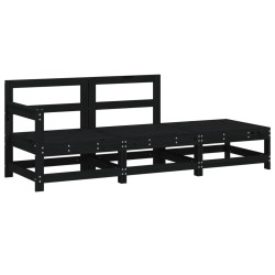 vidaXL Juego de muebles de jardín 3 pzas madera maciza de pino negro
