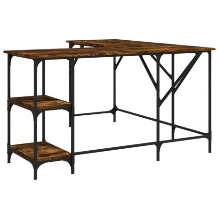vidaXL Escritorio madera de ingeniería roble ahumado 139x139x75 cm