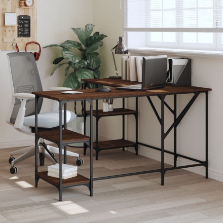 vidaXL Escritorio madera de ingeniería roble marrón 139x139x75 cm