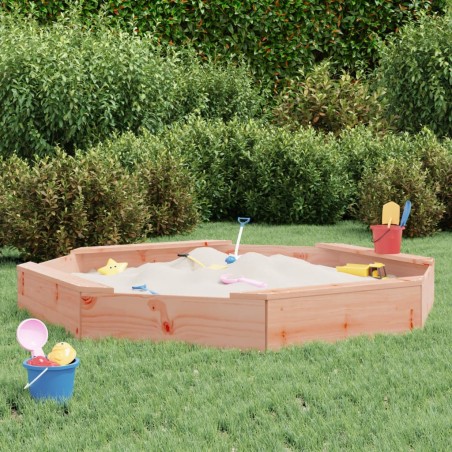 vidaXL Arenero con asientos octógono madera maciza de abeto Douglas