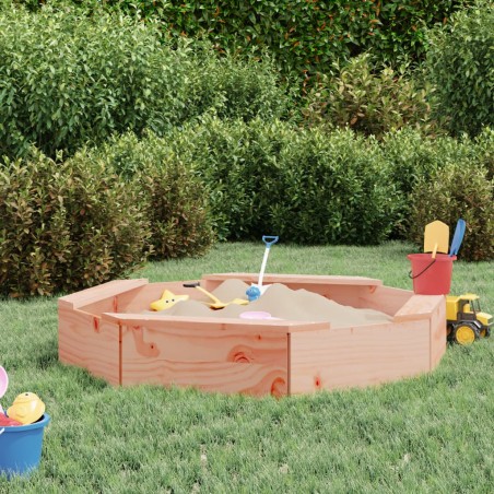 vidaXL Arenero con asientos octógono madera maciza de abeto Douglas
