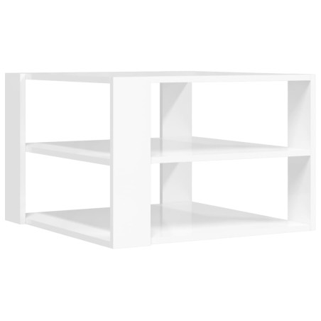 vidaXL Mesa de centro madera ingeniería blanco brillo 59,5x59,5x40 cm
