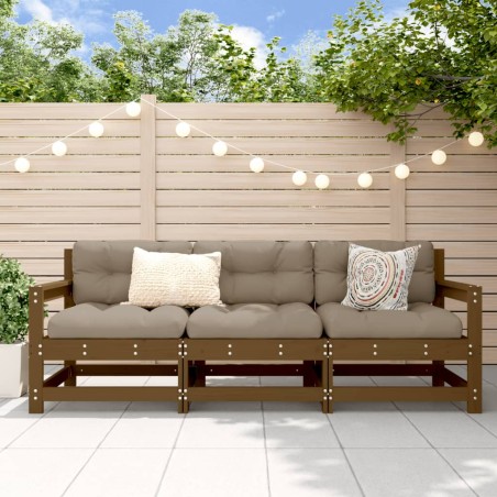 vidaXL Juego de muebles jardín 3 pzas madera maciza pino marrón miel