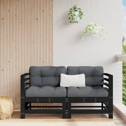 vidaXL Sofás de esquina de jardín 2 uds madera maciza de pino negro