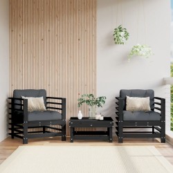vidaXL Sillones de jardín 2 unidades madera maciza pino negro