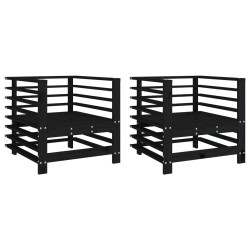vidaXL Sillones de jardín 2 unidades madera maciza pino negro