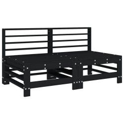 vidaXL Sofás centrales de jardín 2 uds madera maciza de pino negro