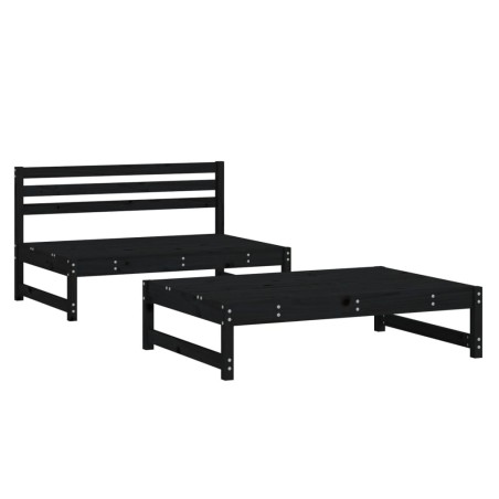 vidaXL Juego de muebles de jardín 2 pzas madera maciza de pino negro
