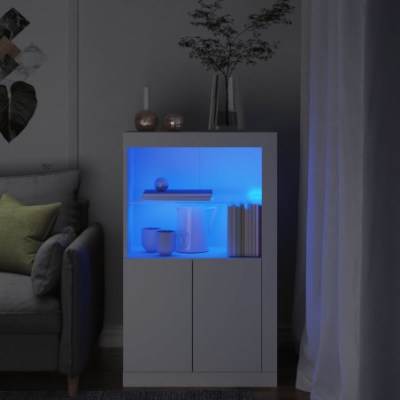 vidaXL Aparador con luces LED madera de ingeniería blanco