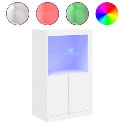 vidaXL Aparador con luces LED madera de ingeniería blanco