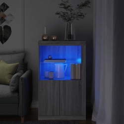 vidaXL Aparador con luces LED madera de ingeniería gris Sonoma
