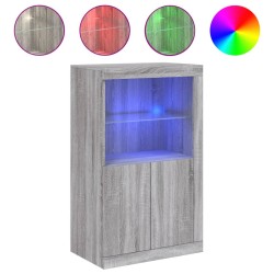 vidaXL Aparador con luces LED madera de ingeniería gris Sonoma