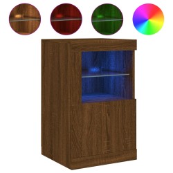 vidaXL Aparador con luces LED madera de ingeniería roble marrón