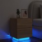 vidaXL Mesita de noche con luces LED madera de ingeniería roble Sonoma vidaXL Mesita de noche con luces LED madera de ingeniería roble Sonoma