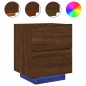vidaXL Mesita de noche con luces LED madera de ingeniería roble marrón vidaXL Mesita de noche con luces LED madera de ingeniería roble marrón