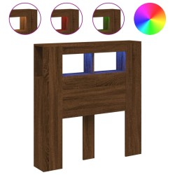 vidaXL Cabecero LED madera ingeniería roble marrón 100x18,5x103,5 cm
