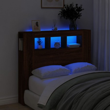vidaXL Cabecero LED madera ingeniería roble marrón 120x18,5x103,5 cm