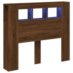 vidaXL Cabecero LED madera ingeniería roble marrón 120x18,5x103,5 cm