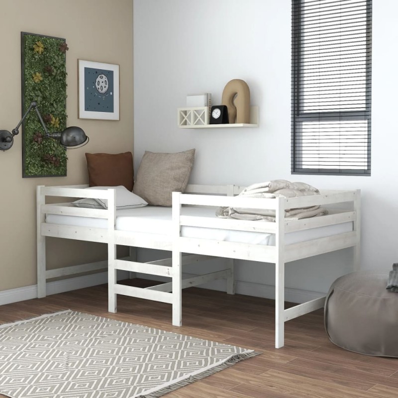 vidaXL Estructura de cama madera maciza de pino blanco 90x200 cm vidaXL Estructura de cama madera maciza de pino blanco 90x200 cm
