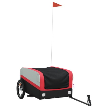 vidaXL Remolque para bicicleta hierro negro y rojo 45 kg
