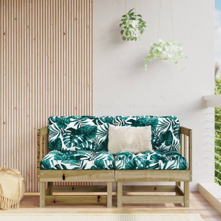 vidaXL Sofás de esquina de jardín 2 uds madera maciza impregnada