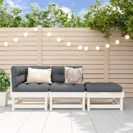 vidaXL Juego de muebles de jardín 3 pzas madera maciza de pino blanco