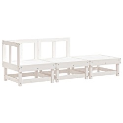 vidaXL Juego de muebles de jardín 3 pzas madera maciza de pino blanco