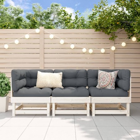 vidaXL Juego de muebles de jardín 3 pzas madera maciza de pino blanco
