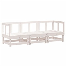 vidaXL Juego de muebles de jardín 3 pzas madera maciza de pino blanco