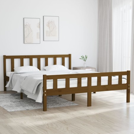 vidaXL Estructura de cama madera maciza marrón miel 140x200 cm