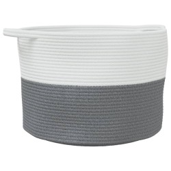 vidaXL Cesta para ropa sucia algodón gris y blanco Ø55x36 cm