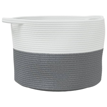 vidaXL Cesta para ropa sucia algodón gris y blanco Ø55x36 cm