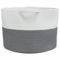vidaXL Cesta para ropa sucia algodón gris y blanco Ø55x36 cm