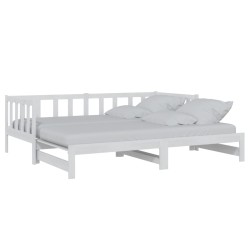 vidaXL Sofá cama extraíble madera maciza de pino blanco 2x(90x200) cm