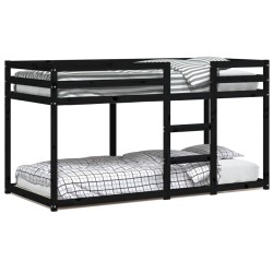 vidaXL Litera de madera maciza de pino negro 90x200 cm