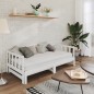 vidaXL Sofá cama extraíble madera maciza de pino blanco 2x(90x200) cm