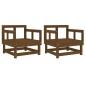 vidaXL Sillones de jardín 2 unidades madera maciza pino marrón miel vidaXL Sillones de jardín 2 unidades madera maciza pino marrón miel