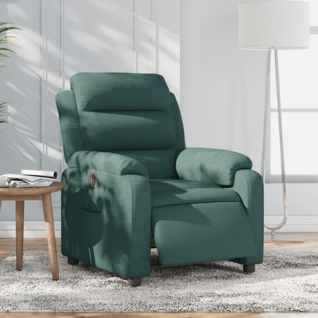 vidaXL Sillón reclinable eléctrico tela verde oscuro