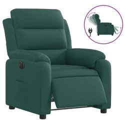 vidaXL Sillón reclinable eléctrico tela verde oscuro