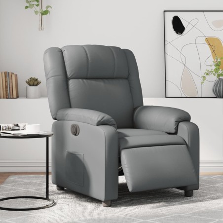vidaXL Sillón reclinable eléctrico de cuero sintético gris